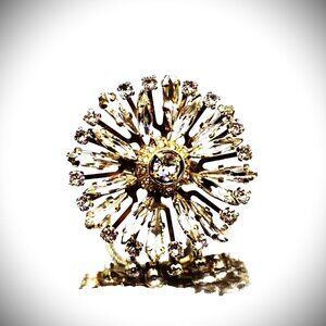 LANVIN Paris NWT Anello Sparkling Crystals Gold Plated Ring Size 6